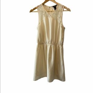 H&M Cream Lace Elastic Waist Sleeveless Tank Dress